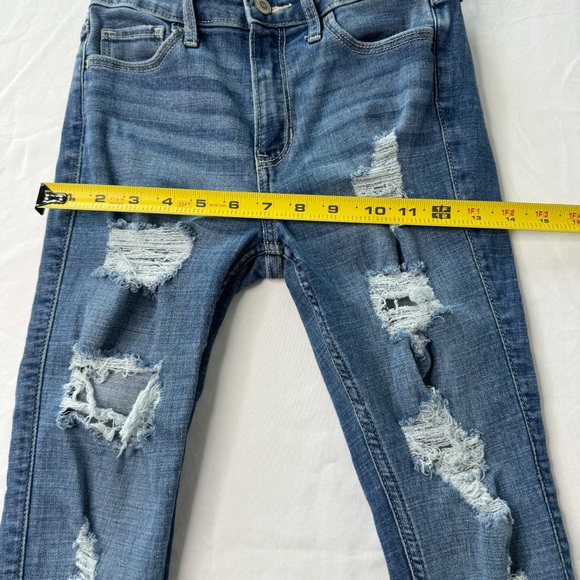 Hollister High Rise Crop Super Skinny Jeans Distressed Raw Hem 25” - Picture 12 of 17